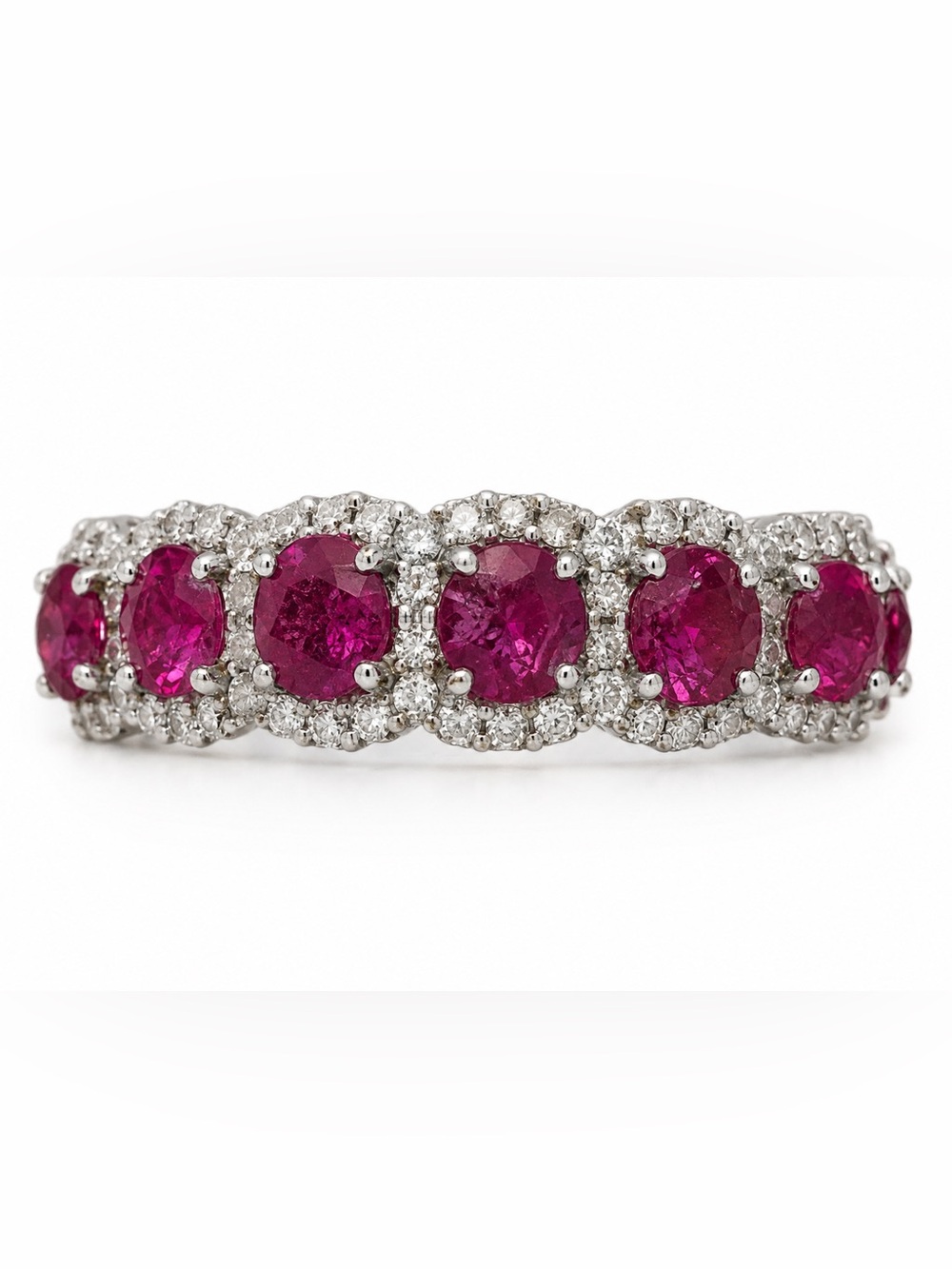 Lafonn 925 Sterling Silver Ruby Simulated Diamond Halo Multi Stone Ring Size 7